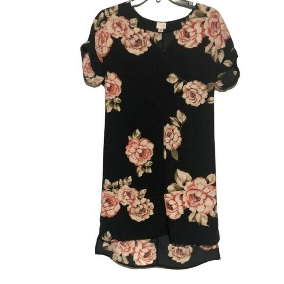 A New Day XS Floral Mini Dress Short Sleeve Polyester - Picture 1 of 7